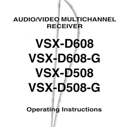 Pioneer VSX-D608 Receiver Owners Manual
