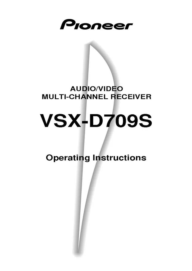 Pioneer VSX-D709 Receiver Owners Manual