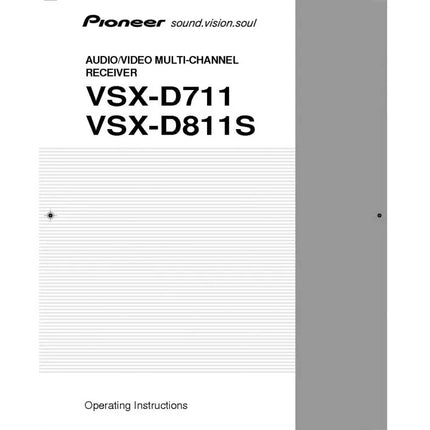 Pioneer VSX-D711 Receiver Owners Manual
