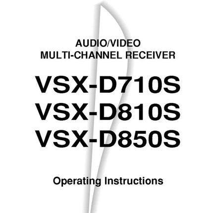 Pioneer VSX-D810S Receiver Owners Manual