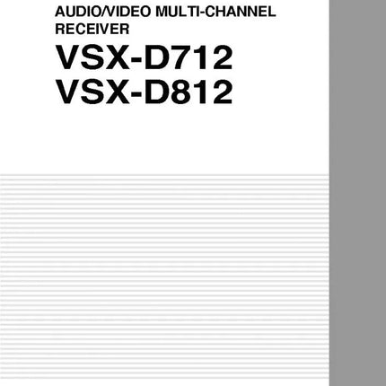 Pioneer VSX-D812 Receiver Owners Manual