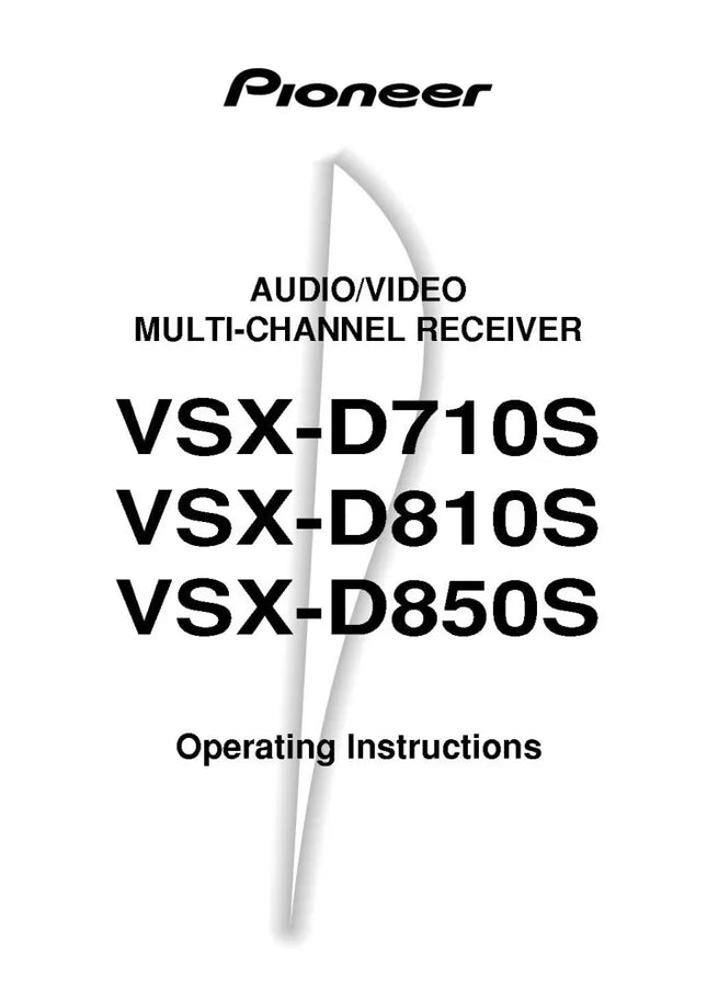 Pioneer VSX-D850 Receiver Owners Manual