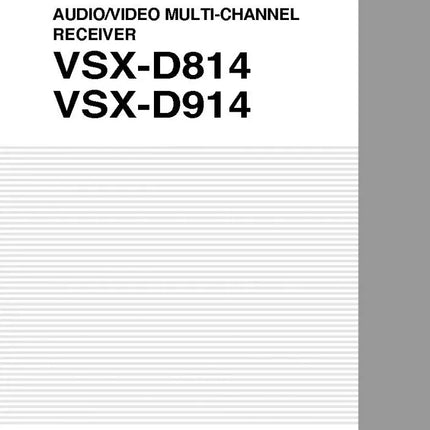 Pioneer VSX-D914 Receiver Owners Manual