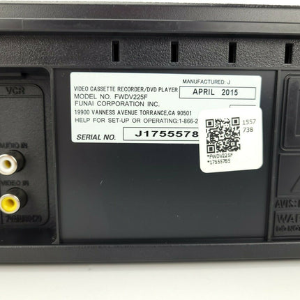 Sanyo FWDV225F DVD/VCR VHS Dual Player Combo model number