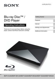 Sony  BDP-BX120 Blu-ray Player Owners Manual