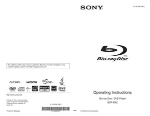 Sony  BDP-BX2 Blu-ray Player Owners Manual