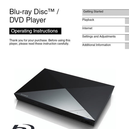 Sony  BDP-S3200 Blu-ray Player Owners Manual