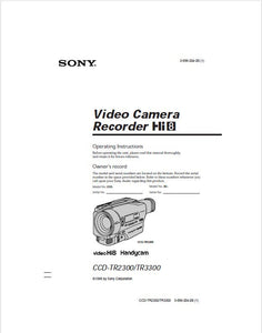 Sony CCD-TR2300 Camcorder Owners Manual