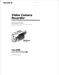 Sony CCD-TR315 Camcorder Owners Manual