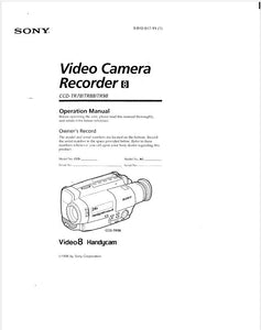 Sony CCD-TR88 Camcorder Owners Manual