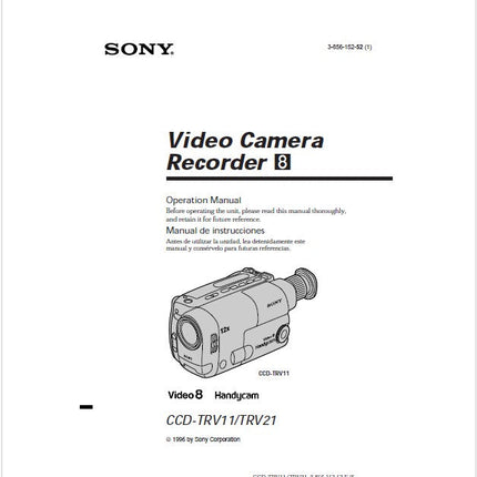 Sony CCD-TRV21 Camcorder Owners Manual
