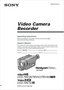 Sony CCD-TRV36 Camcorder Owners Manual