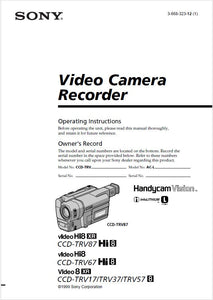 Sony CCD-TRV37 Camcorder Owners Manual