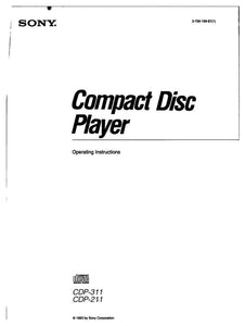 Sony CDP-211 CD Player Owners Manual