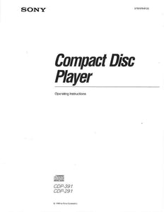 Sony CDP-291 CD Player Owners Manual