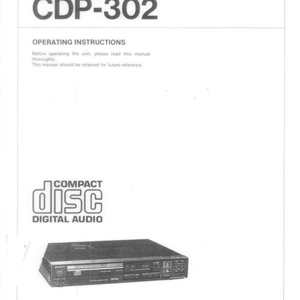 Sony CDP-302 CD Player Owners Manual