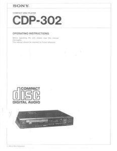 Sony CDP-302 CD Player Owners Manual