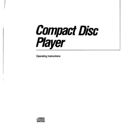 Sony CDP-311 CD Player Owners Manual