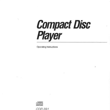 Sony CDP-391 CD Player Owners Manual