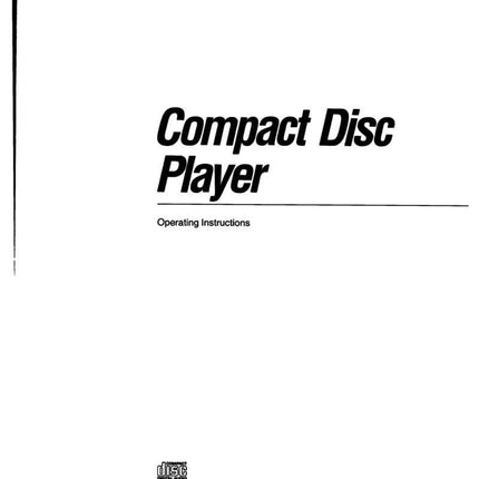 Sony CDP-397 CD Player Owners Manual