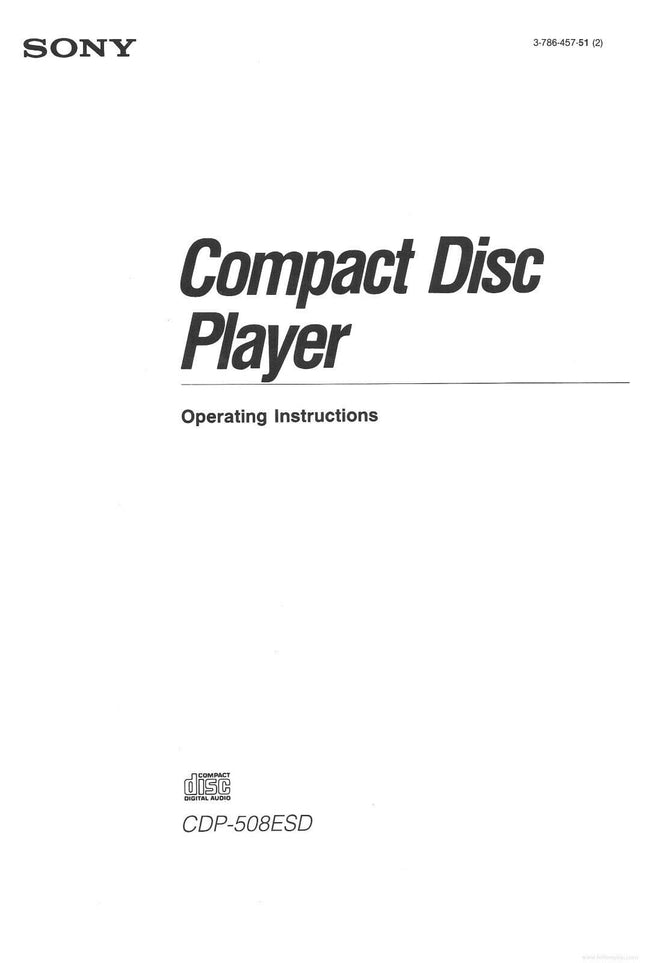 Sony CDP-508ESD CD Player Owners Manual