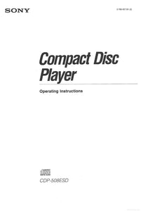 Sony CDP-508ESD CD Player Owners Manual