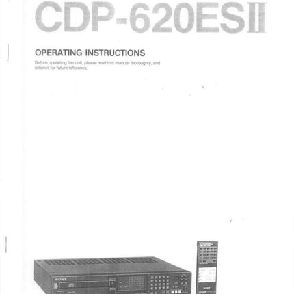 Sony CDP-620ESII CD Player Owners Manual