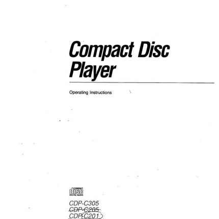 Sony CDP-C201 CD Player Owners Manual