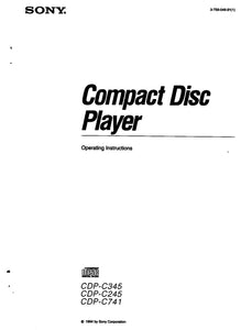 Sony CDP-C245 CD Player Owners Manual