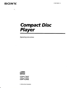 Sony CDP-C265 CD Player Owners Manual