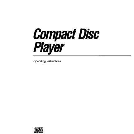 Sony CDP-C315 CD Player Owners Manual