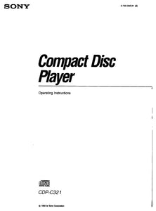 Sony CDP-C321 CD Player Owners Manual