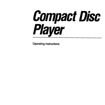 Sony CDP-C335 CD Player Owners Manual