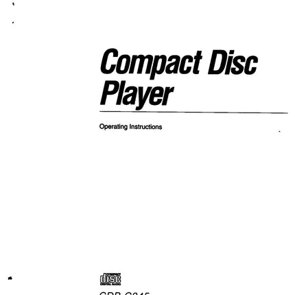 Sony CDP-C345 CD Player Owners Manual