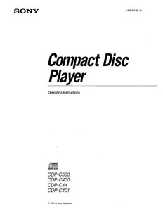 Sony CDP-C400 CD Player Owners Manual