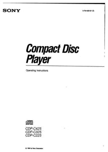 Sony CDP-C425 CD Player Owners Manual