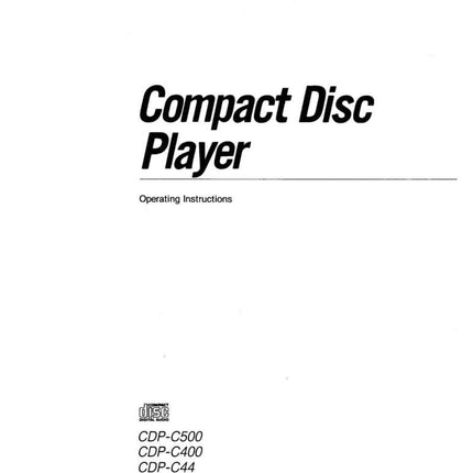 Sony CDP-C44 CD Player Owners Manual