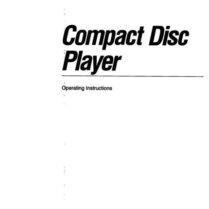 Sony CDP-C445 CD Player Owners Manual