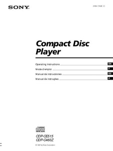 Sony CDP-C460Z CD Player Owners Manual