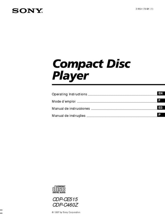 Sony CDP-C460Z CD Player Owners Manual