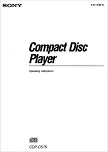 Sony CDP-C515 CD Player Owners Manual