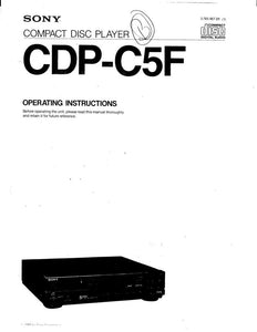 Sony CDP-C5F CD Player Owners Manual