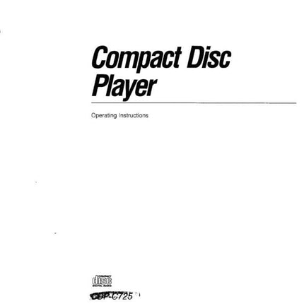 Sony CDP-C725 CD Player Owners Manual