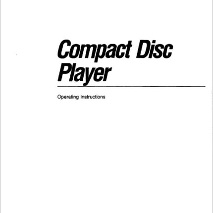 Sony CDP-C735 CD Player Owners Manual