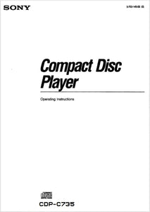 Sony CDP-C735 CD Player Owners Manual