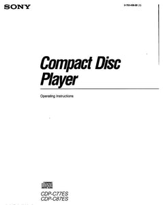 Sony CDP-C77ES CD Player Owners Manual