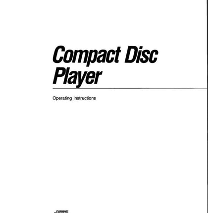 Sony CDP-C79ES CD Player Owners Manual