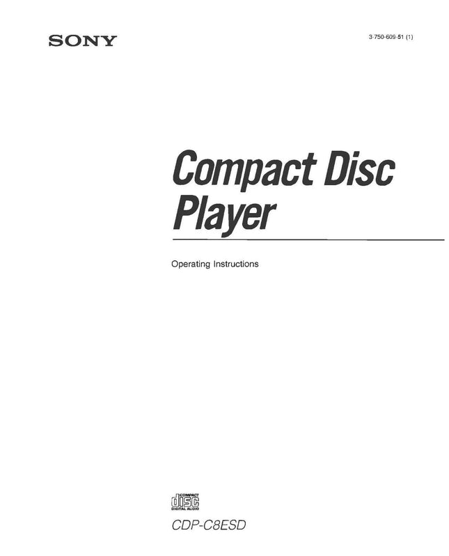 Sony CDP-C8ESD CD Player Owners Manual