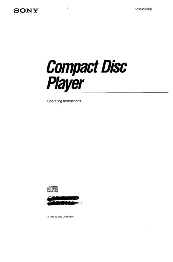 Sony CDP-C9ESD CD Player Owners Manual