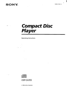 Sony CDP-CA7ES CD Player Owners Manual